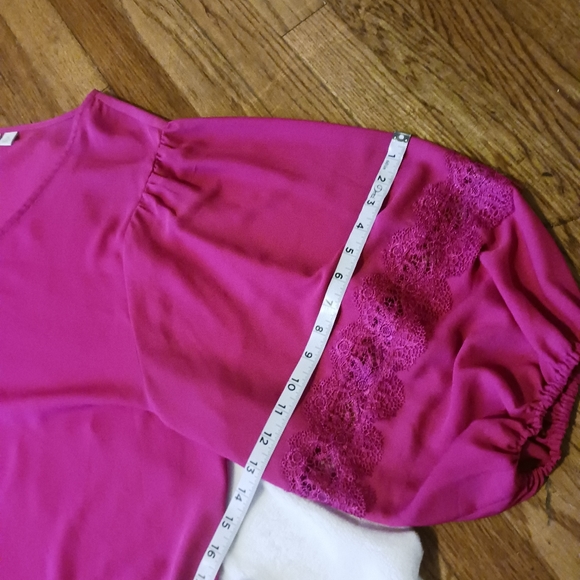 Cato • Women's Magenta Pink High-Low Puff Sleeve Tunic Top - Picture 12 of 14